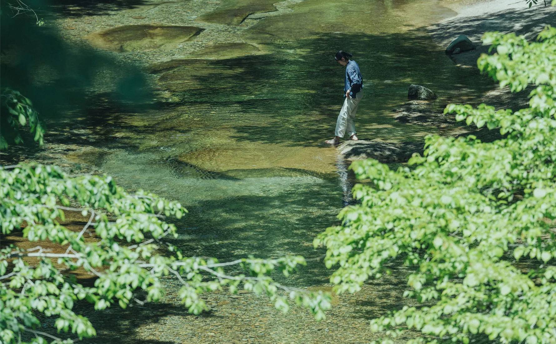 清流に身を委ねる、水辺の癒し